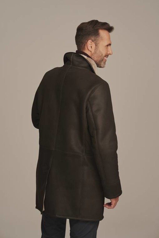 Pánský zimní kabát - Klasický hnědý pánský kožich